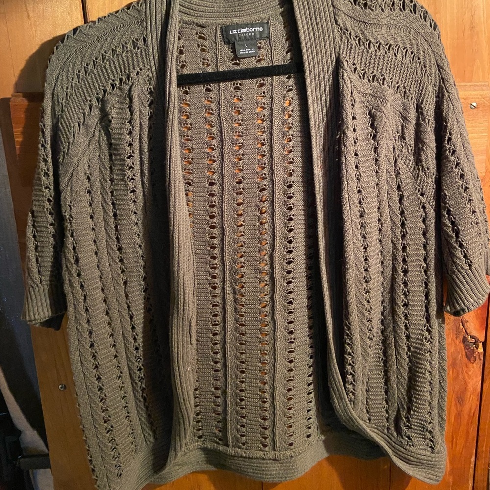 Liz Claiborne olive green half sleeve cover up